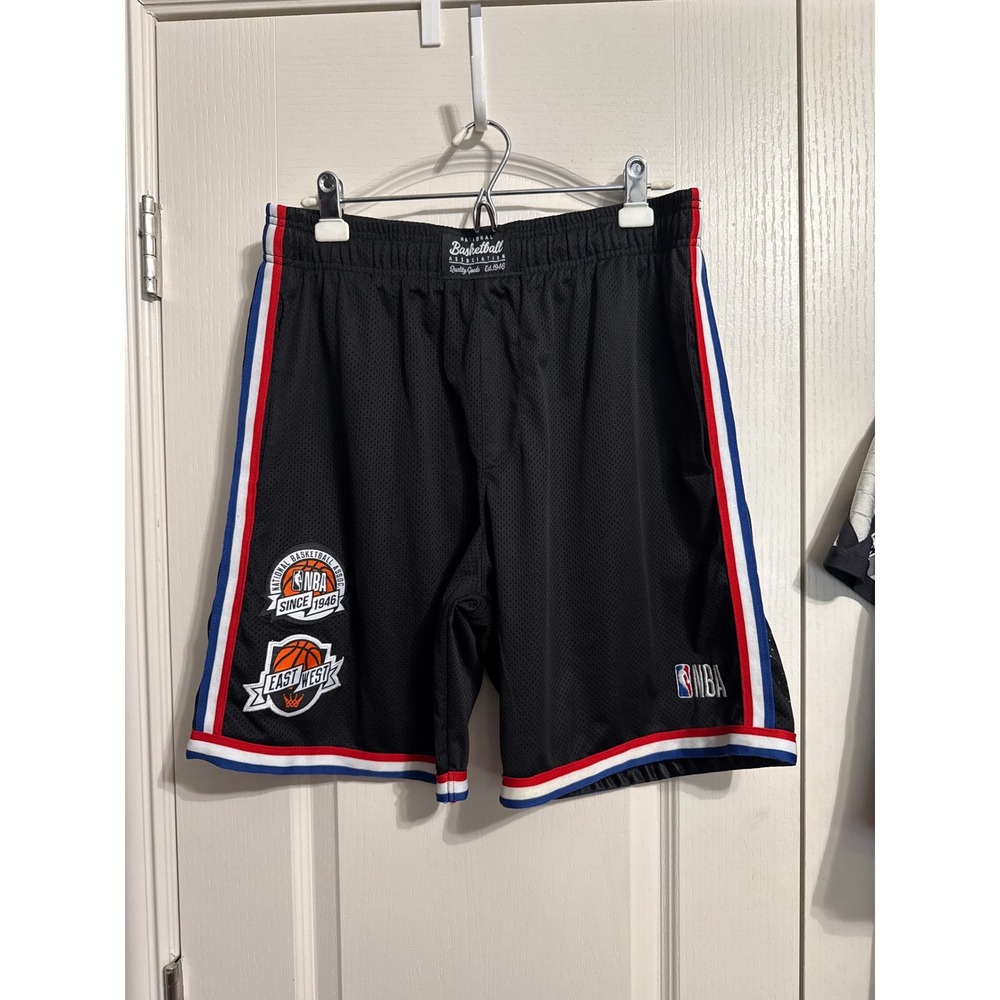 NBA Black East West Patch‎ Mesh Basketball Shorts Athletic Y2K - Picture 2 of 6